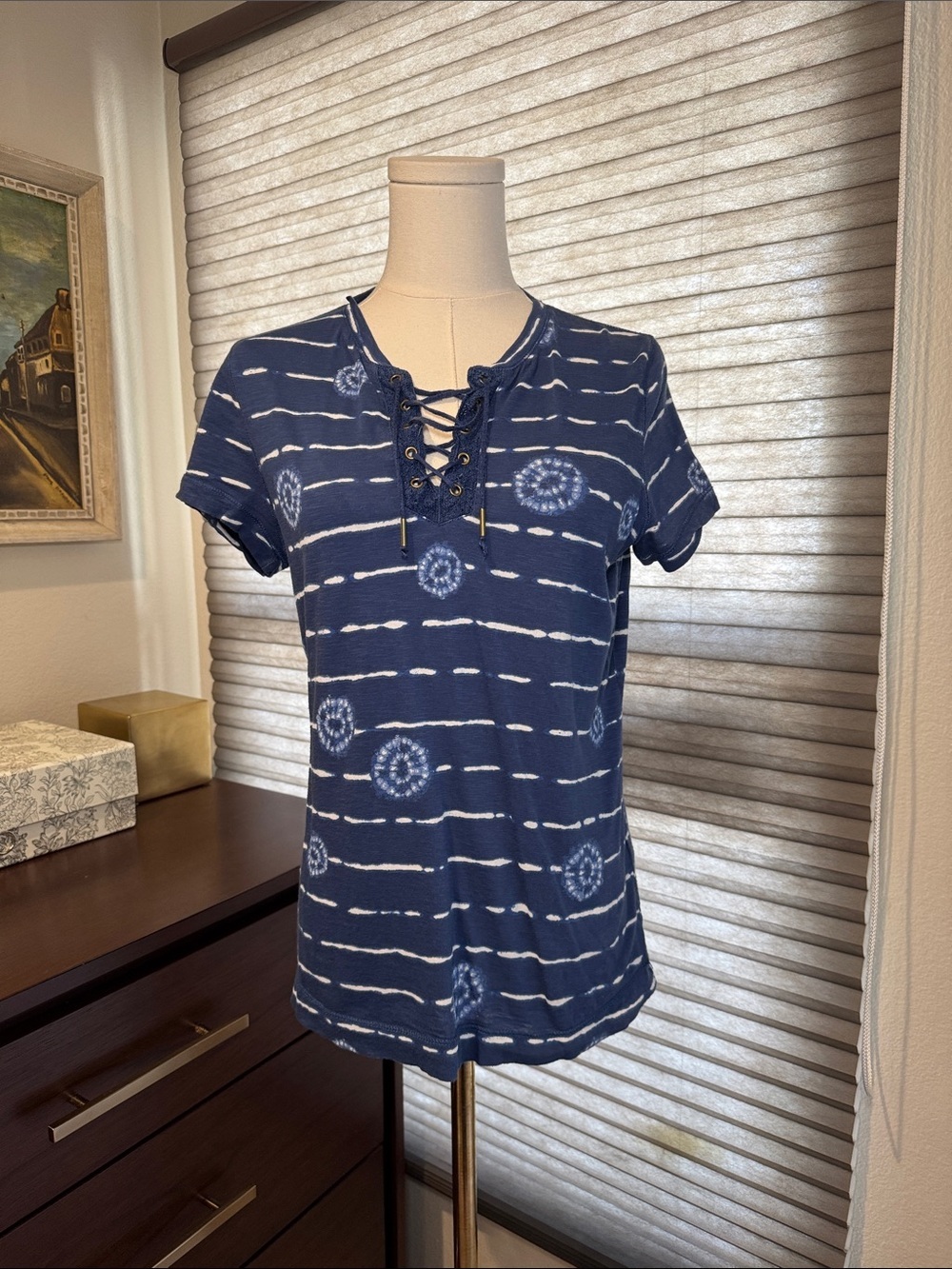 Lauren Ralph Lauren Tie-dye Lace T-Shirt. Size Small